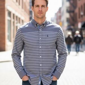 Men's Blue Penguin Button Down